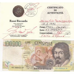 100000 LIRE CARAVAGGIO II TIPO 1994 FALSO D'EPOCA